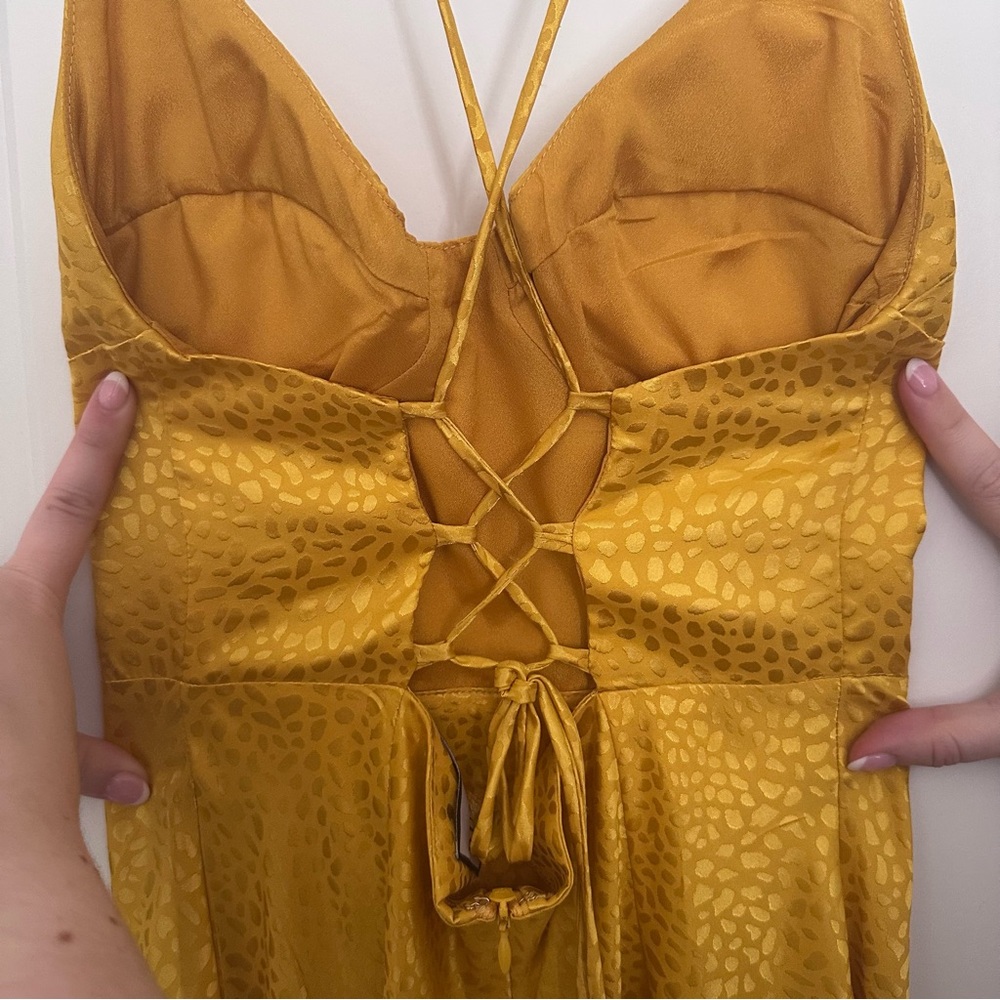 NWT - JAUS Yellow Satin Slip Dress S - Picture 6 of 9